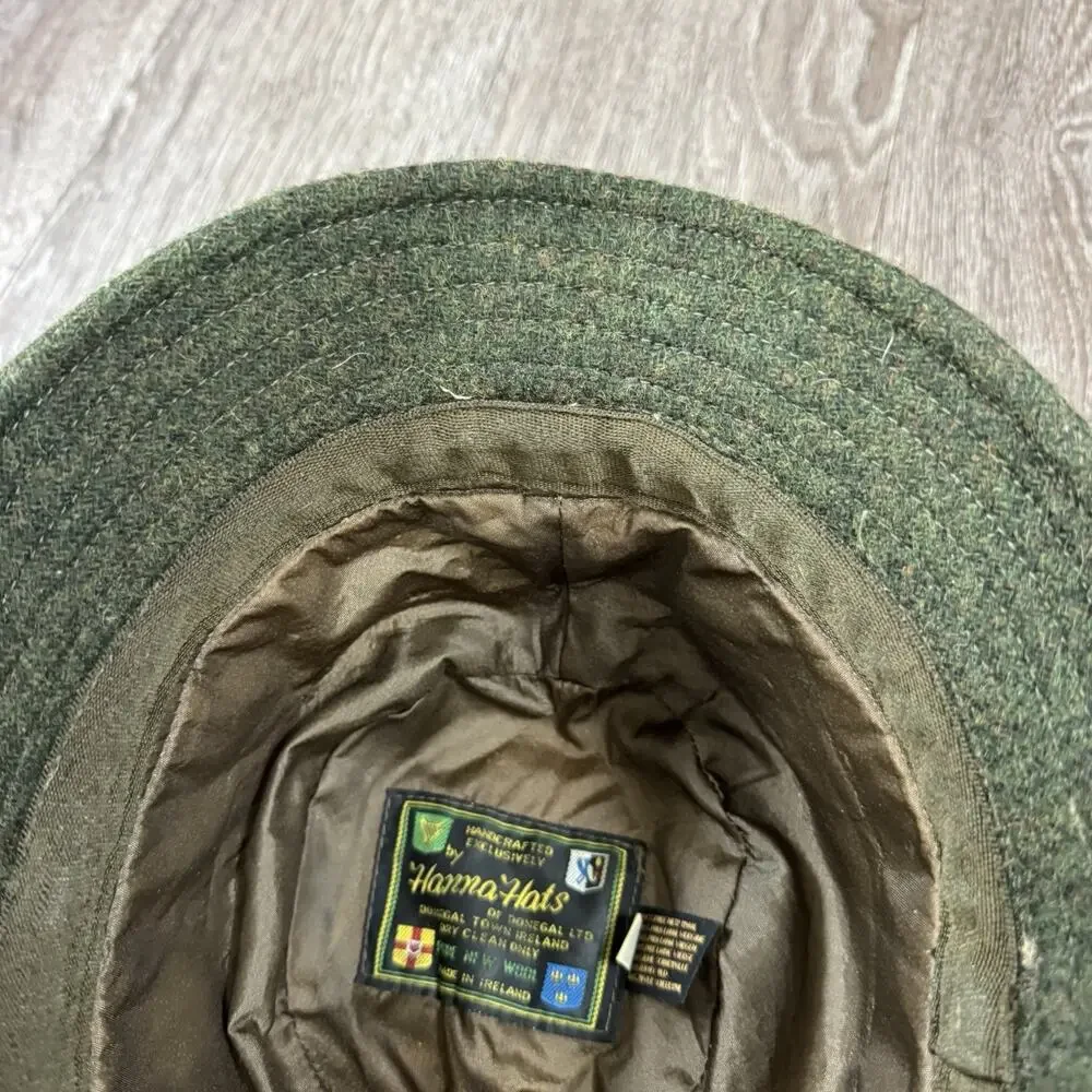 Hanna Hats Men's Donegal Tweed Original Irish Walking Hat Size Medium Green Wool
